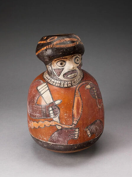 Jar in the Form of a Warrior Holding a Sling and Club, 180 B. C.  /  A. D. 500
