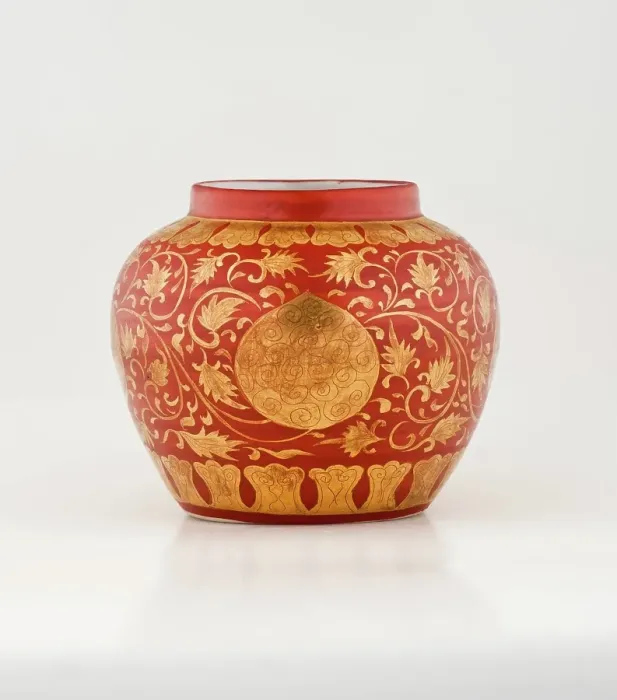 Framed Print : Jar with gold floral design, 1522-1566. Creator: Unknown Framed Print : Jar with gold floral design, 1522-1566. Creator: Unknown