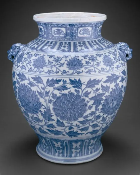 Framed Print : Jar with Lotus and Peony Scrolls and Lion-Mask Handles, Ming dynasty Framed Print : Jar with Lotus and Peony Scrolls and Lion-Mask Handles, Ming dynasty