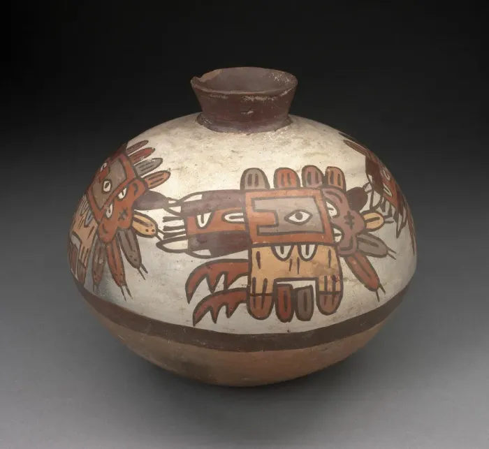 Framed Print : Jar with Narrowed Neck Depicting Highly Abtracted Bird or Insect, 180 B. C. / A. D. 500 Framed Print : Jar with Narrowed Neck Depicting Highly Abtracted Bird or Insect, 180 B. C. / A. D. 500