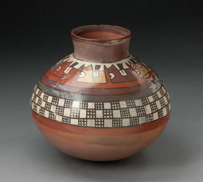 Framed Print : Jar with Rows of Checkerboard Pattern and Abtract Plants, 180 B. C. / A. D. 500 Framed Print : Jar with Rows of Checkerboard Pattern and Abtract Plants, 180 B. C. / A. D. 500