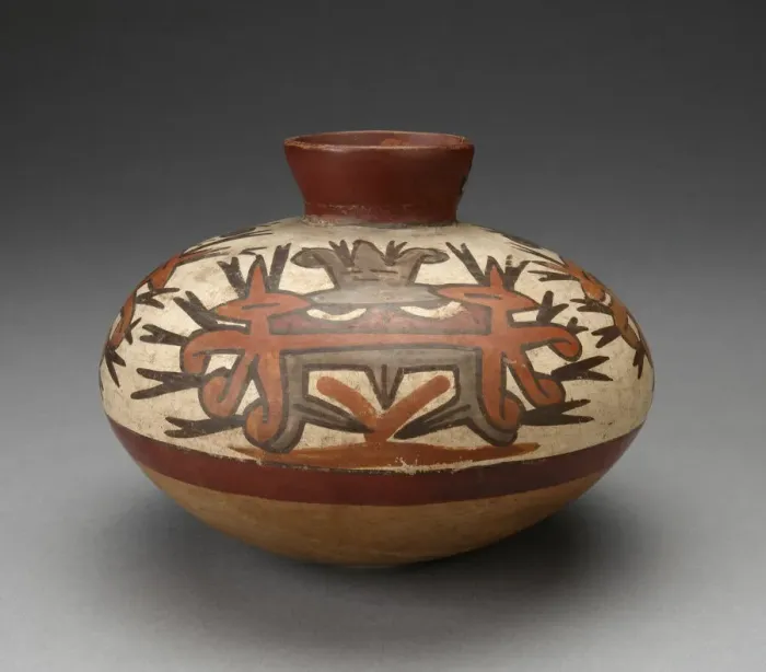Framed Print : Jar with Small Neck Depicting Abstract Face of Masked Figure, 180 B. C. / A. D. 500 Framed Print : Jar with Small Neck Depicting Abstract Face of Masked Figure, 180 B. C. / A. D. 500