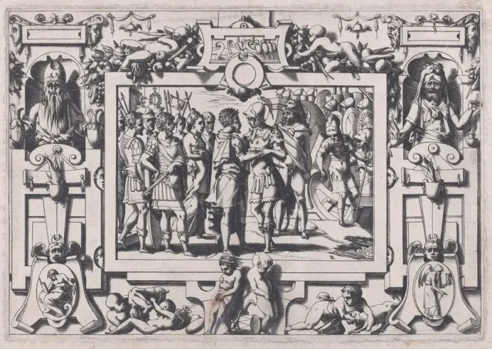 Framed Print : Jason Arrives at Colchis (Enfin parvint jusqu en Colchis Jason... ), 1563 Framed Print : Jason Arrives at Colchis (Enfin parvint jusqu en Colchis Jason... ), 1563