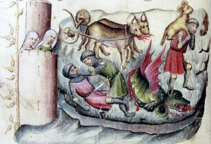 Framed Print : Jason capturing the Golden Fleece, 15th century. Creator: Unknown Framed Print : Jason capturing the Golden Fleece, 15th century. Creator: Unknown