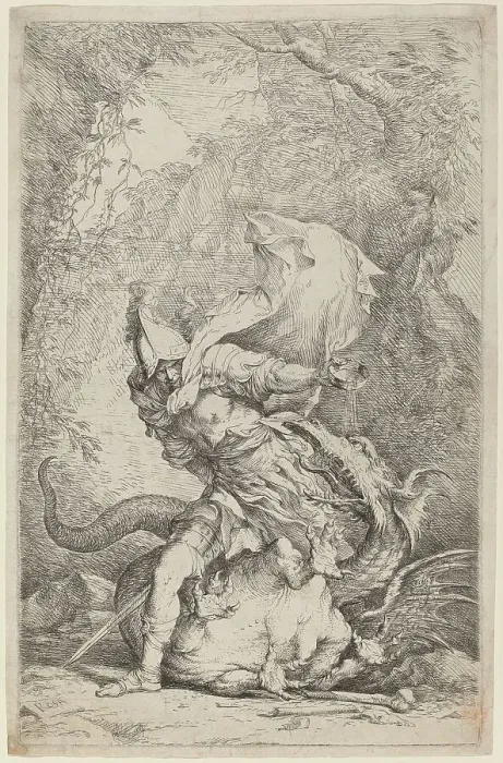 Framed Print : Jason and the Dragon, c. 1663 / 1664. Creator: Salvator Rosa Framed Print : Jason and the Dragon, c. 1663 / 1664. Creator: Salvator Rosa