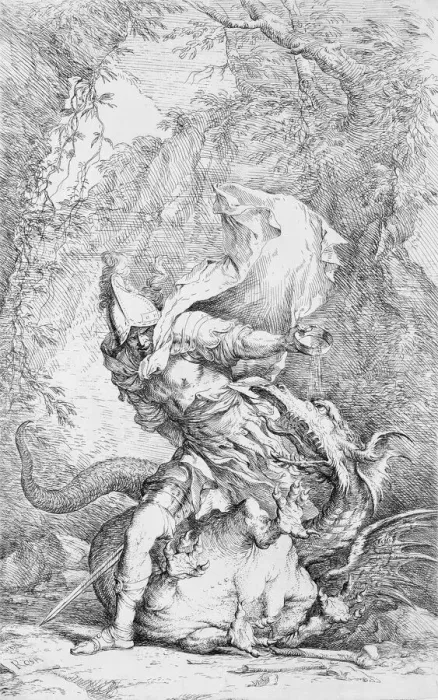 Framed Print : Jason and the Dragon, ca. 1663-64. Creator: Salvator Rosa Framed Print : Jason and the Dragon, ca. 1663-64. Creator: Salvator Rosa
