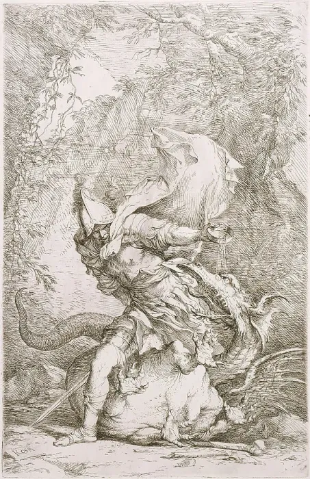 Framed Print : Jason and the Dragon, between circa 1663 and circa 1664. Creator: Salvator Rosa Framed Print : Jason and the Dragon, between circa 1663 and circa 1664. Creator: Salvator Rosa