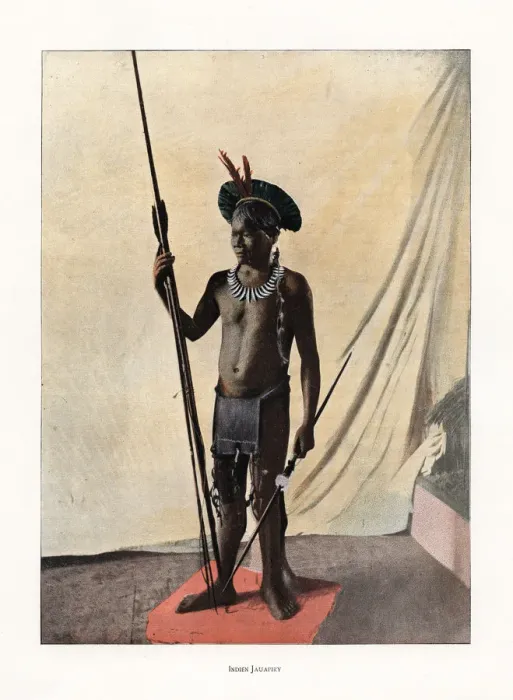 Framed Print : Jauapiry Indian with weapons, Brazil, 19th century Framed Print : Jauapiry Indian with weapons, Brazil, 19th century