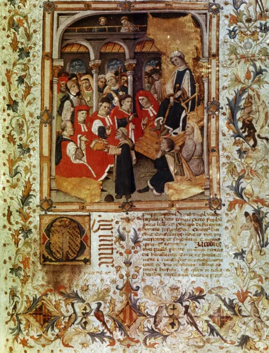 Framed Print : Jaume Marquilles delivers his book to the Consellers of Barcelona in the presence