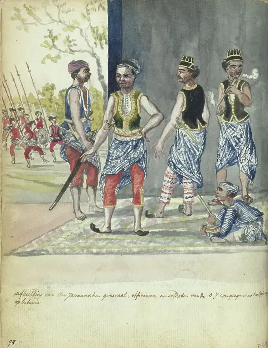 Framed Print : Javanese auxiliary troops of the Company, 1779-1785. Creator: Jan Brandes Framed Print : Javanese auxiliary troops of the Company, 1779-1785. Creator: Jan Brandes