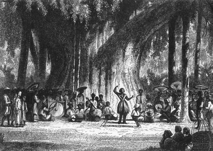 Framed Print : Javanese Dancing Girls - Fete Day in the Forest, c1891. Creator: James Grant Framed Print : Javanese Dancing Girls - Fete Day in the Forest, c1891. Creator: James Grant
