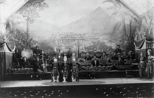 Javanese Gamelan Orchestra and Topeng masked dancers, World's Columbian Expo... Chicago, 1891-1892. Creator: Frances Benjamin Johnston