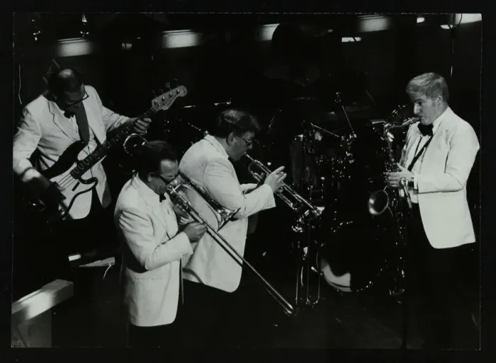 Framed Print : Jazz group playing at the Forum Theatre, Hatfield, Hertfordshire, 1984 Framed Print : Jazz group playing at the Forum Theatre, Hatfield, Hertfordshire, 1984
