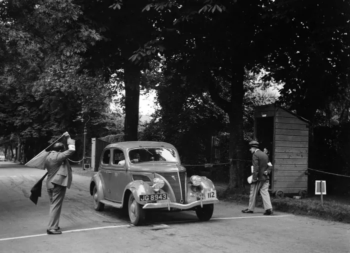 Framed Print : JB Thompsons Ford V8 on the way to winning bronze in the MCC Torquay Rally, July 1937 Framed Print : JB Thompsons Ford V8 on the way to winning bronze in the MCC Torquay Rally, July 1937