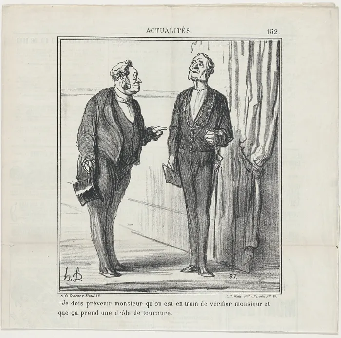 Framed Print : Je dois prevenir monsieur qu'on est en train de verifier monsieur... 1869 Framed Print : Je dois prevenir monsieur qu'on est en train de verifier monsieur... 1869