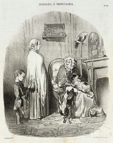 Je ne loue pas aux gens qui ont des enfants!... 1847. Creator: Honore Daumier
