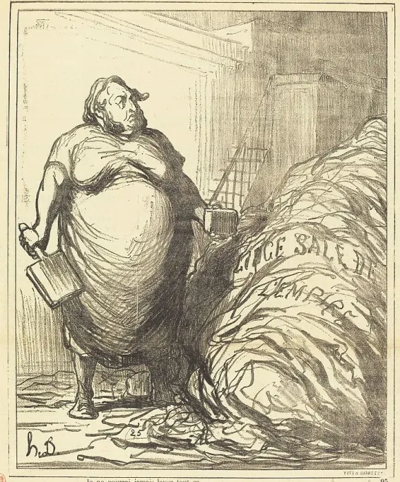 Framed Print : Je ne pourrai jamais laver tout ça, 1872. Creator: Honore Daumier Framed Print : Je ne pourrai jamais laver tout ça, 1872. Creator: Honore Daumier