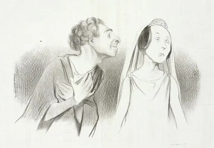 Framed Print : Je pars plus amoureux que...jamais... 1841. Creator: Honore Daumier Framed Print : Je pars plus amoureux que...jamais... 1841. Creator: Honore Daumier