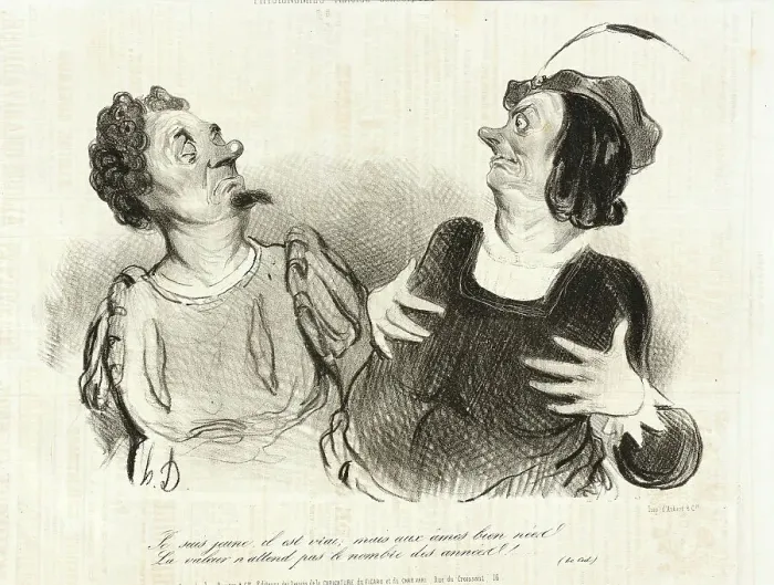 Framed Print : Je suis jeune, il est vrai, mais aux âmes bien neés...(Le Cid), 1841. Creator: Honore Daumier Framed Print : Je suis jeune, il est vrai, mais aux âmes bien neés...(Le Cid), 1841. Creator: Honore Daumier