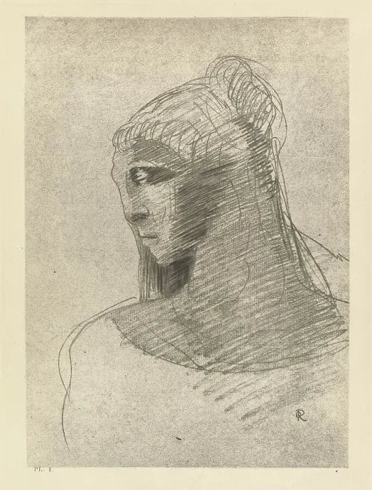 Framed Print : Je t'adore a l'egal de la voute nocturne. O vase de tristesse, o grande taciturne... 1890. Creator: Odilon Redon