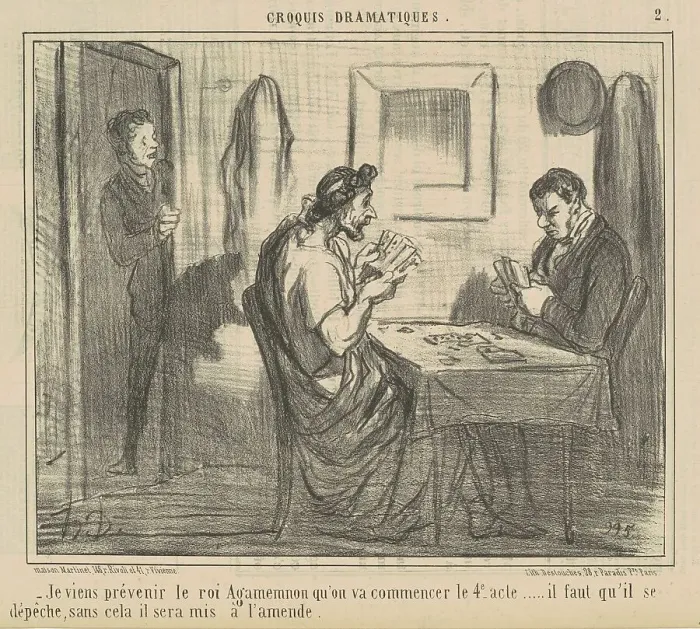 Framed Print : Je viens prévenir le roi Agamemnon... 19th century. Creator: Honore Daumier Framed Print : Je viens prévenir le roi Agamemnon... 19th century. Creator: Honore Daumier