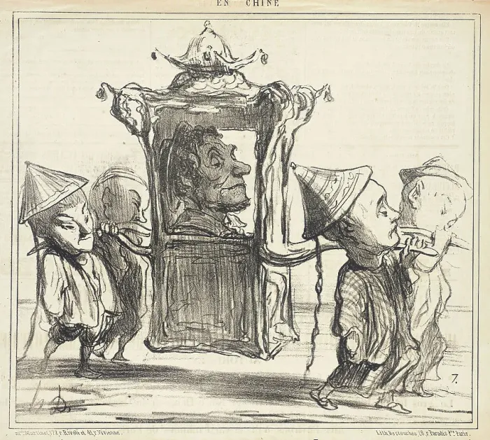 Framed Print : Je voudrais pouvoir me faire promener comme ça dans les rues de Brest... 1859. Creator: Honore Daumier Framed Print : Je voudrais pouvoir me faire promener comme ça dans les rues de Brest... 1859. Creator: Honore Daumier