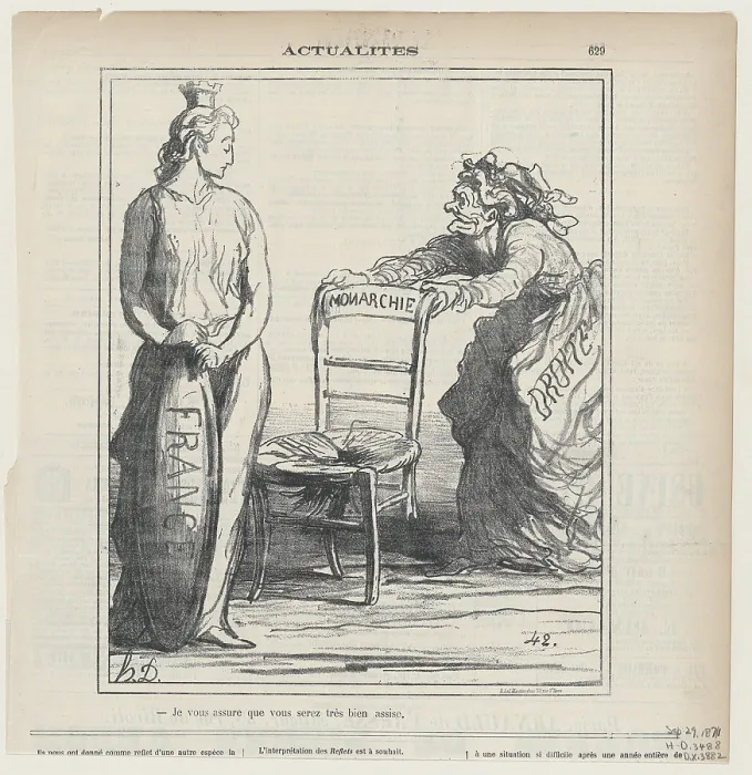 Framed Print : Je vous assure que vous serez tres bien assise, 1871. Creator: Honore Daumier Framed Print : Je vous assure que vous serez tres bien assise, 1871. Creator: Honore Daumier