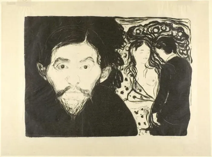Framed Print : Jealousy I, 1896, printed after 1906. Creator: Edvard Munch Framed Print : Jealousy I, 1896, printed after 1906. Creator: Edvard Munch