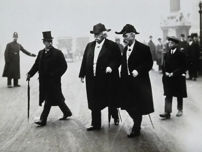 Framed Print : Jean Baptiste Auguste Chauveau and Gabriel Lippmann at the funeral of Joseph Lister, 1912. Creator: Topical Press Agency Framed Print : Jean Baptiste Auguste Chauveau and Gabriel Lippmann at the funeral of Joseph Lister, 1912. Creator: Topical Press Agency