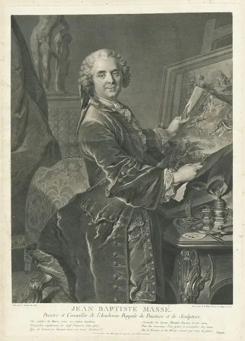 Framed Print : Jean Baptiste Massé, 1755. Creator: Johann Georg Wille Framed Print : Jean Baptiste Massé, 1755. Creator: Johann Georg Wille