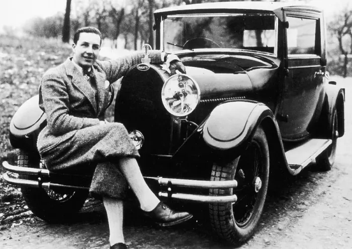 Framed Print : Jean Bugatti pictured with a Bugatti car, 1930s Framed Print : Jean Bugatti pictured with a Bugatti car, 1930s