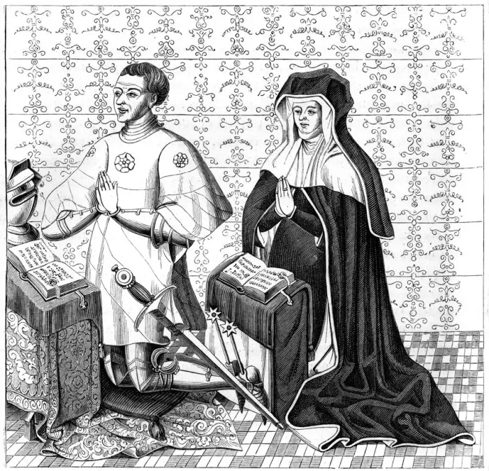 Framed Print : Jean Jouvenel des Ursins his wife, Michelle de Vitry, praying, 14th or 15th century (1849) Framed Print : Jean Jouvenel des Ursins his wife, Michelle de Vitry, praying, 14th or 15th century (1849)