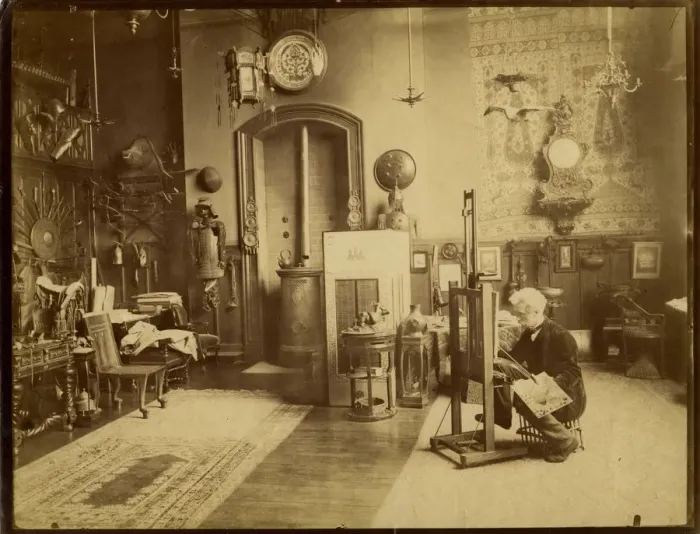 Framed Print : Jean-Leon Gerome (1824-1904) in his workshop, c. 1890 Framed Print : Jean-Leon Gerome (1824-1904) in his workshop, c. 1890