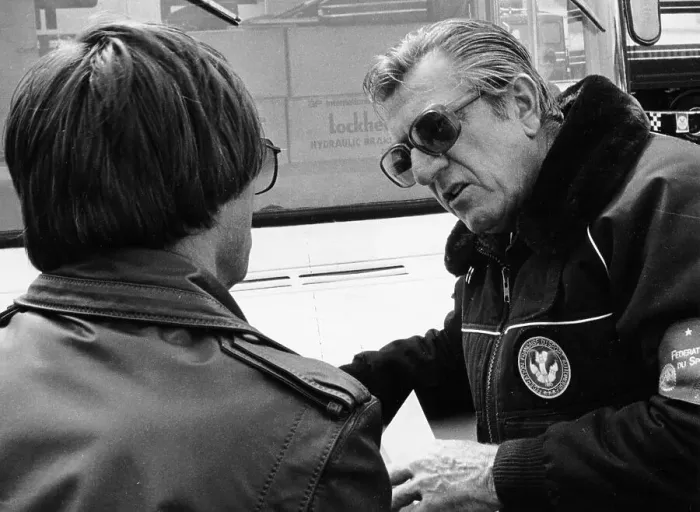 Framed Print : Jean-Marie Balestre speaking to Bernie Ecclestone, c1978-c1991 Framed Print : Jean-Marie Balestre speaking to Bernie Ecclestone, c1978-c1991