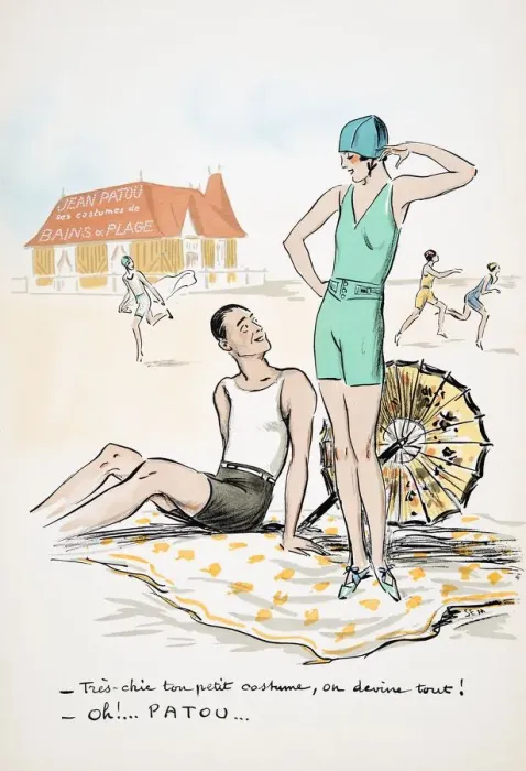 Framed Print : Jean Patou ses costumes de Bains ou Plage, from White Bottoms pub. 1927 Framed Print : Jean Patou ses costumes de Bains ou Plage, from White Bottoms pub. 1927
