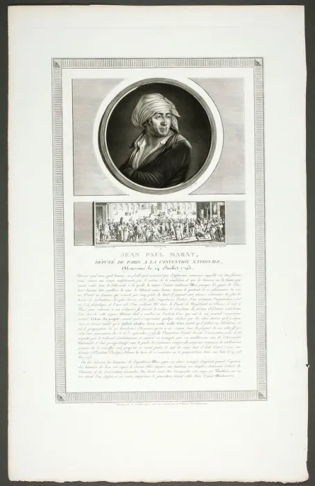 Framed Print : Jean Paul Marat, Paris Deputy to the National Convention, from Tableaux historiques d... 1798-1804. Creator: Charles Francois Gabriel Levachez Framed Print : Jean Paul Marat, Paris Deputy to the National Convention, from Tableaux historiques d... 1798-1804. Creator: Charles Francois Gabriel Levachez