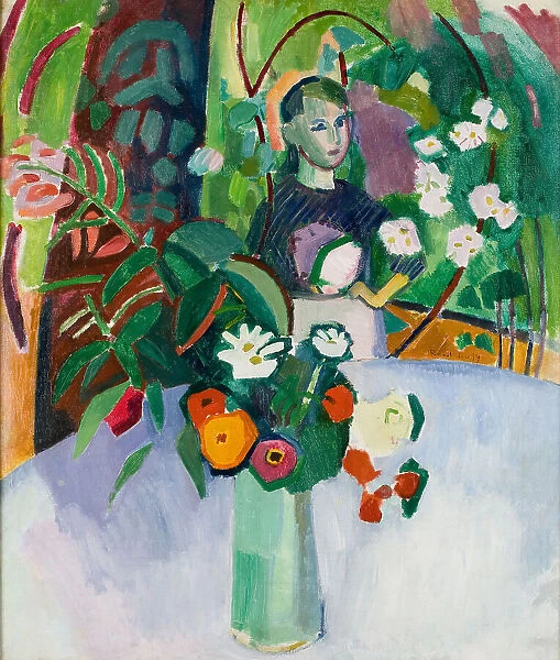Jeanne with Flowers. Creator: Dufy, Raoul (1877-1953)