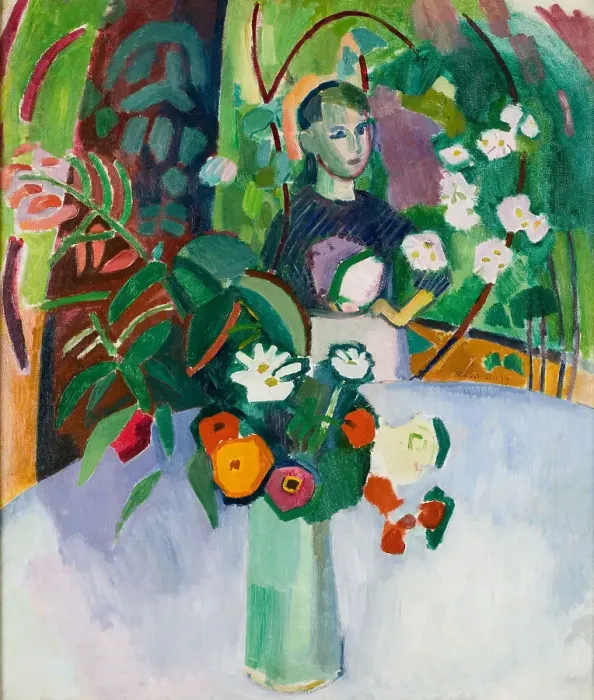 Framed Print : Jeanne with Flowers. Creator: Dufy, Raoul (1877-1953) Framed Print : Jeanne with Flowers. Creator: Dufy, Raoul (1877-1953)