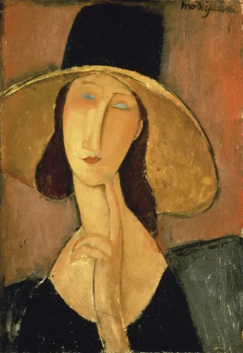 Framed Print : Jeanne Hebuterne with big hat, 1918 Framed Print : Jeanne Hebuterne with big hat, 1918