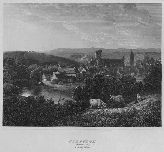 Framed Print : Jedburgh, (General View. ) Roxburghshire, 1814. Artist: John Greig Framed Print : Jedburgh, (General View. ) Roxburghshire, 1814. Artist: John Greig