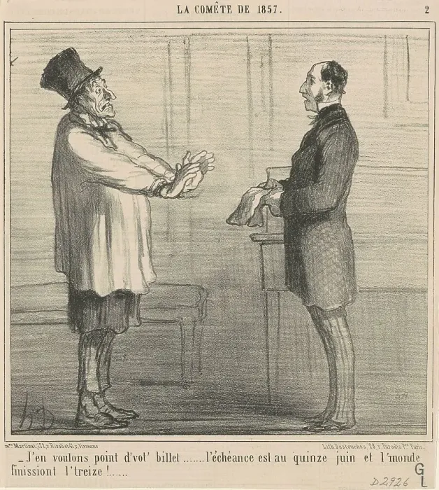 Framed Print : J'en voulons point d'vot billet... 19th century. Creator: Honore Daumier Framed Print : J'en voulons point d'vot billet... 19th century. Creator: Honore Daumier