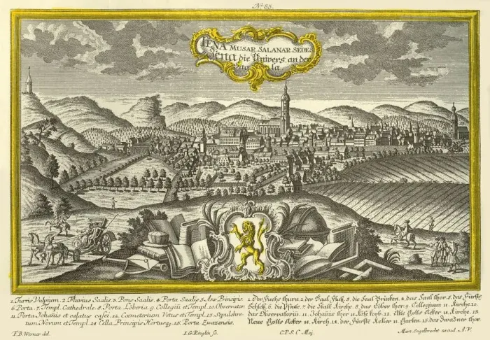 Framed Print : Jena, c1740. Creator: Johann Georg Ringlin Framed Print : Jena, c1740. Creator: Johann Georg Ringlin