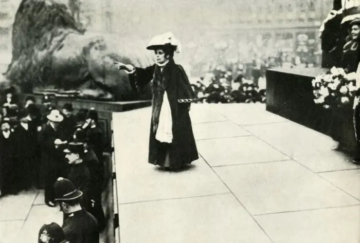 Framed Print : Jennie Baines speaking in Trafalgar Square, 1908, (1947). Creator: Unknown Framed Print : Jennie Baines speaking in Trafalgar Square, 1908, (1947). Creator: Unknown