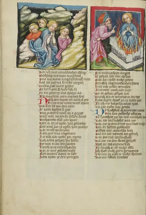 Framed Print : Jephtha's Daughter and Her Maidens in the Mountains: Jephtha Sacrificing His... about 1400-1410. Creator: Unknown Framed Print : Jephtha's Daughter and Her Maidens in the Mountains: Jephtha Sacrificing His... about 1400-1410. Creator: Unknown