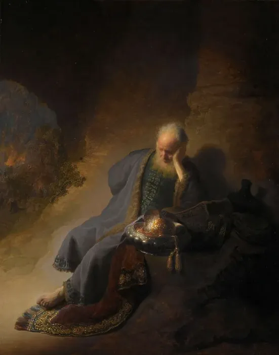 Framed Print : Jeremiah Lamenting the Destruction of Jerusalem, 1630. Creator: Rembrandt Harmensz van Rijn Framed Print : Jeremiah Lamenting the Destruction of Jerusalem, 1630. Creator: Rembrandt Harmensz van Rijn