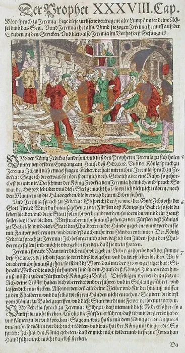 Framed Print : Jeremiah Lifted off the Cistern, 16th century. Creator: Jost Ammon Framed Print : Jeremiah Lifted off the Cistern, 16th century. Creator: Jost Ammon