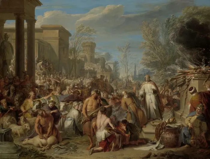 Framed Print : Jeroboam Sacrificing to the Idols, c.1704-c.1744. Creator: Jacques Ignatius de Roore Framed Print : Jeroboam Sacrificing to the Idols, c.1704-c.1744. Creator: Jacques Ignatius de Roore