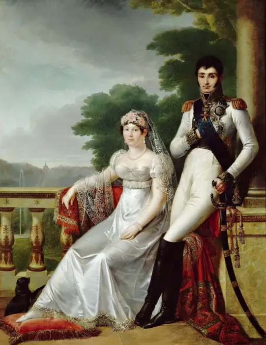 Framed Print : Jerome Bonaparte and Catharina of Wurttemberg as King and Queen of Westphalia. Artist: Kinson, Francois-Joseph (1770-1839) Framed Print : Jerome Bonaparte and Catharina of Wurttemberg as King and Queen of Westphalia. Artist: Kinson, Francois-Joseph (1770-1839)
