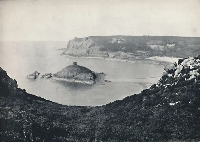 Framed Print : Jersey - Portelet Bay and Janvrin Island, 1895 Framed Print : Jersey - Portelet Bay and Janvrin Island, 1895