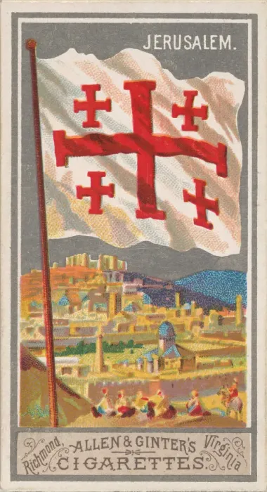 Framed Print : Jerusalem, from the City Flags series (N6) for Allen & Ginter Cigarettes Brands, 1887 Framed Print : Jerusalem, from the City Flags series (N6) for Allen & Ginter Cigarettes Brands, 1887